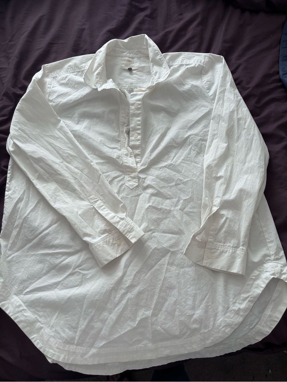 LOFT White Long-Sleeve Button Popover Shirt